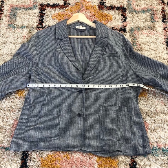Eileen Fisher linen railroad stripe blazer - Picture 7 of 8